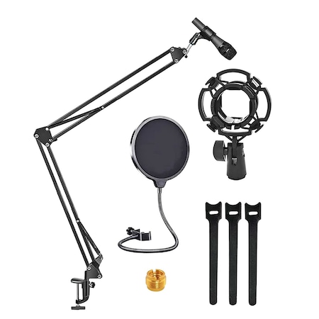 5 Core 5 Core Microphone Stand - Suspension Desk Scissor Boom Arm - w Shock Mount - Dual Layer Pop Filter ARM SET 21